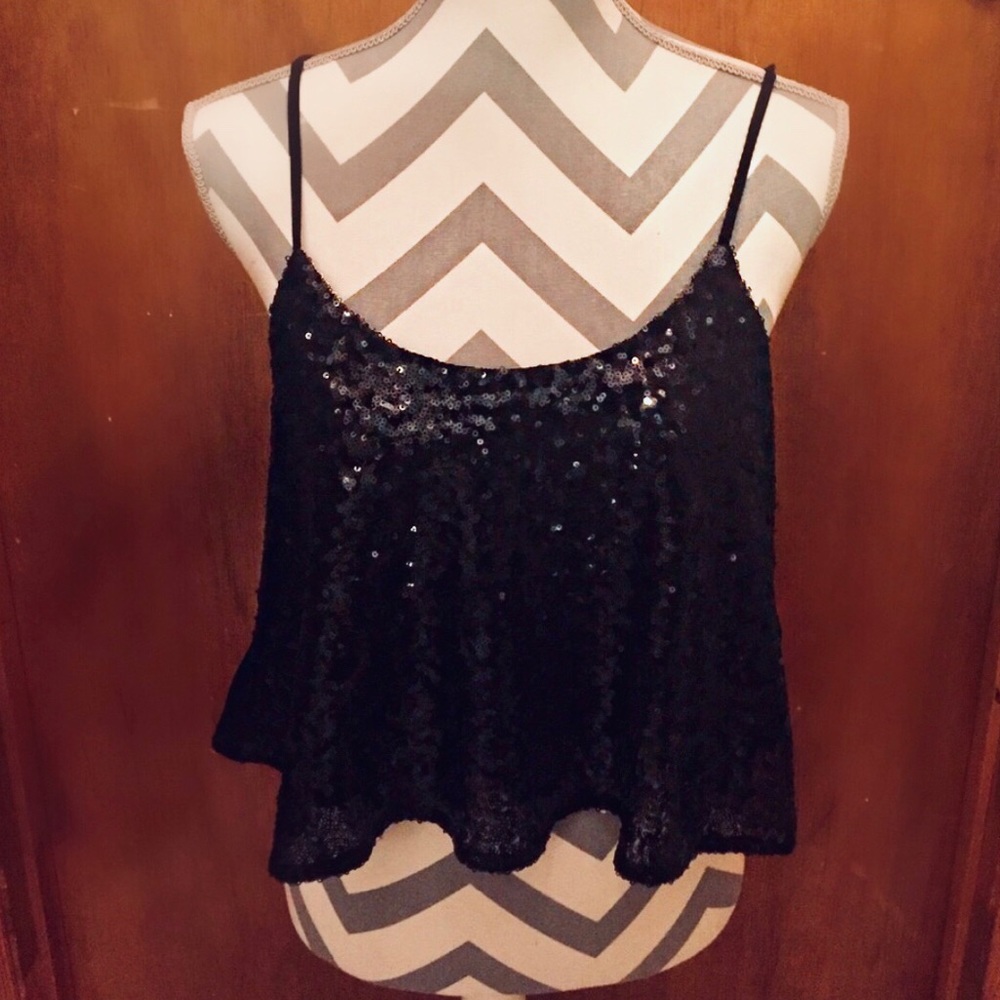 NWOT SEQUIN CROP TOP black Necessary Clothing